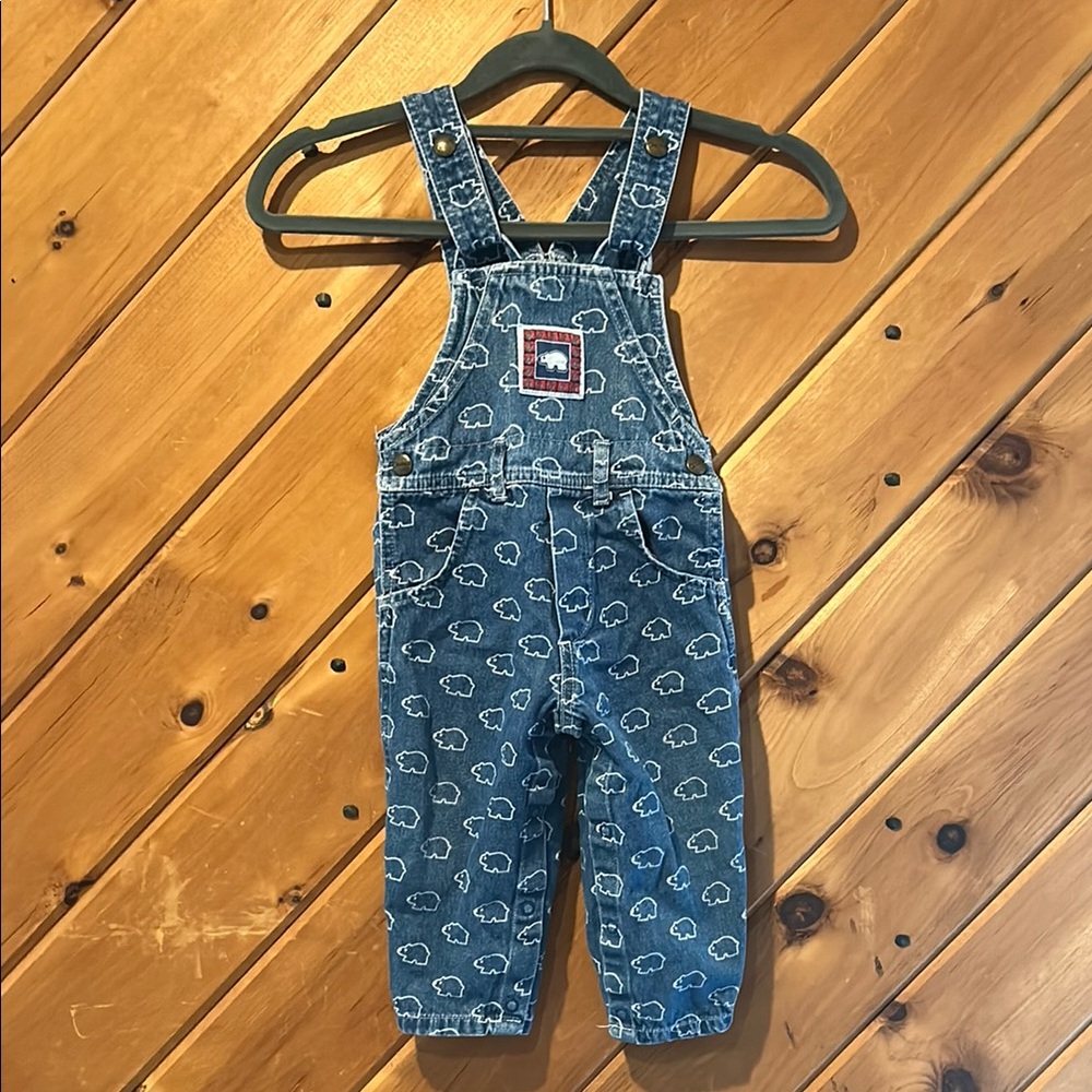 Vintage Carter's Baby Overalls, Playful Puppy Pattern, 90's Denim 12m